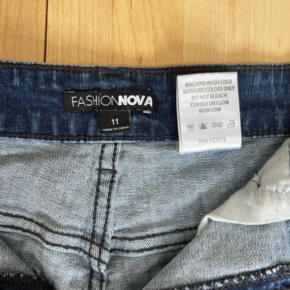 Fashion Nova denim shorts. Size 11. True to size. High waisted. - Picture 3 of 3